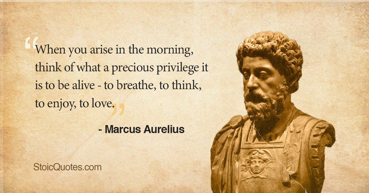 Marcus Aurelius Quote on being alive with bust of Marcus Aurelius