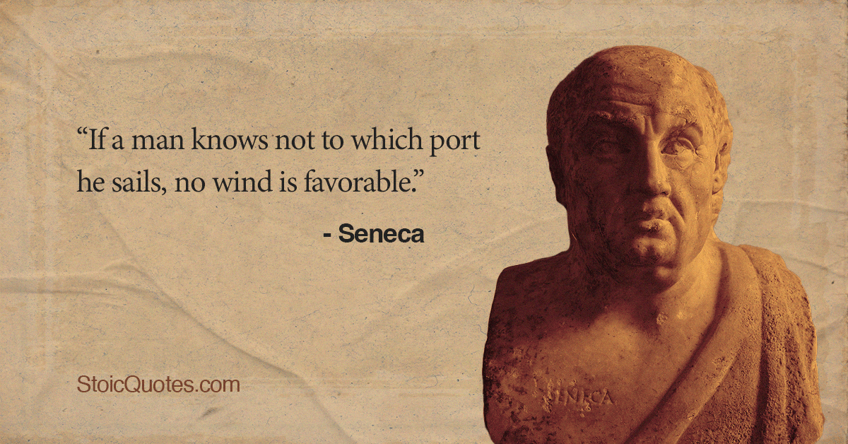 Seneca bust with sailing quote