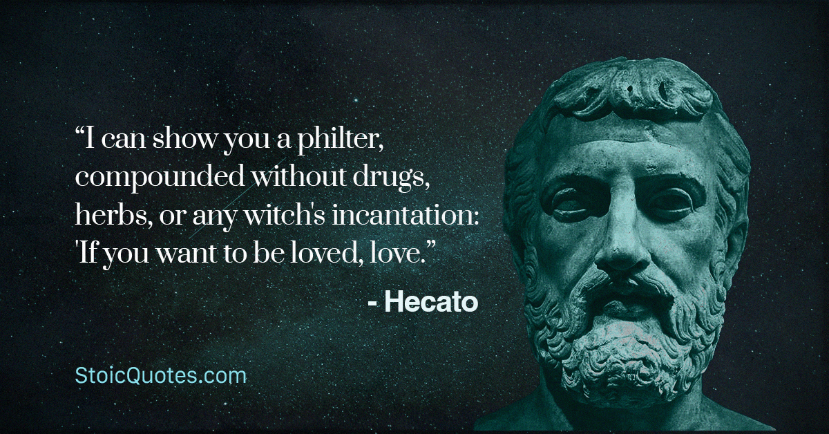Hecato bust with quote about love