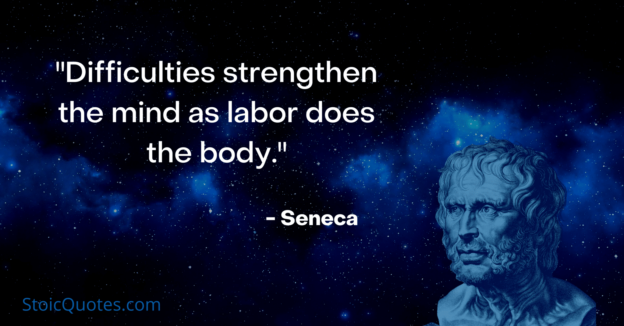 seneca image and quote on hard work