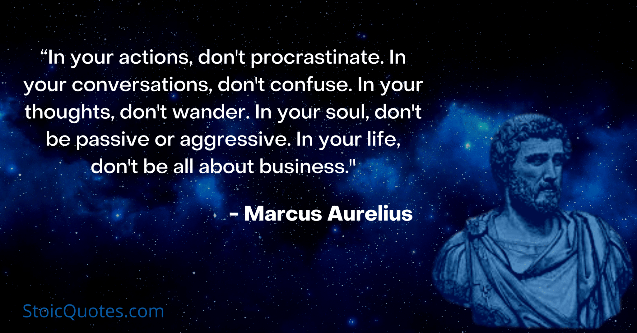 marcus aurelius bust and quote on hard work