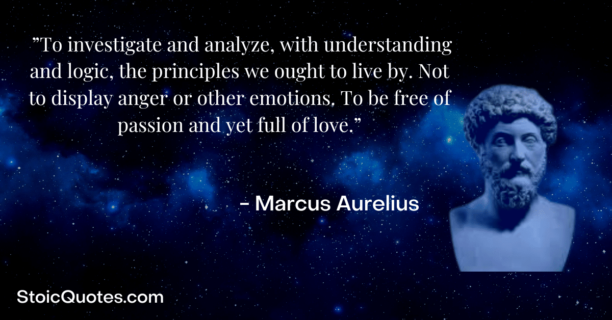 Marcus Aurelius bust and quote about emotions