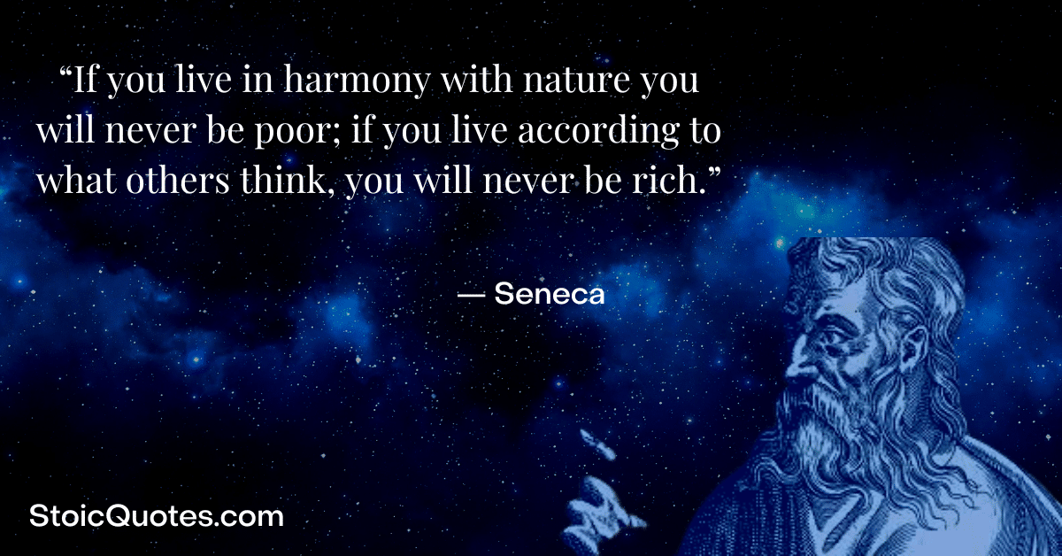 Seneca the younger image and quote about living in harmony with nature