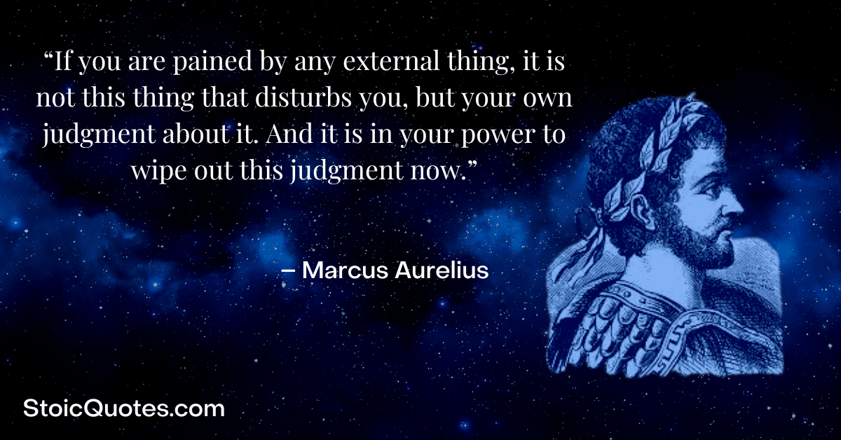 Marcus Aurelius image and quote about external things