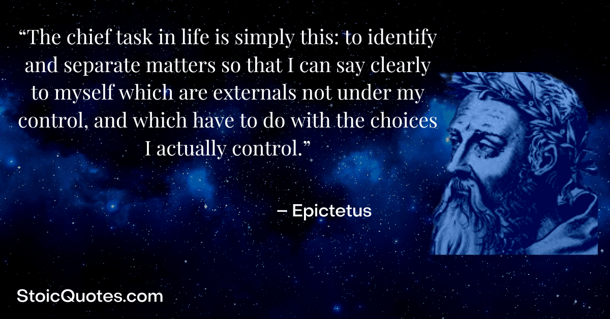 epictetus image and stoic quote about control