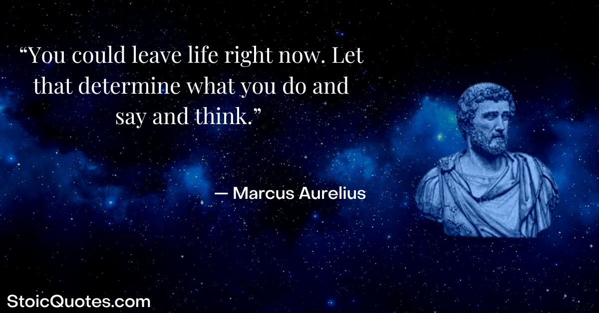 marcus aurelius image and stoic quote about death