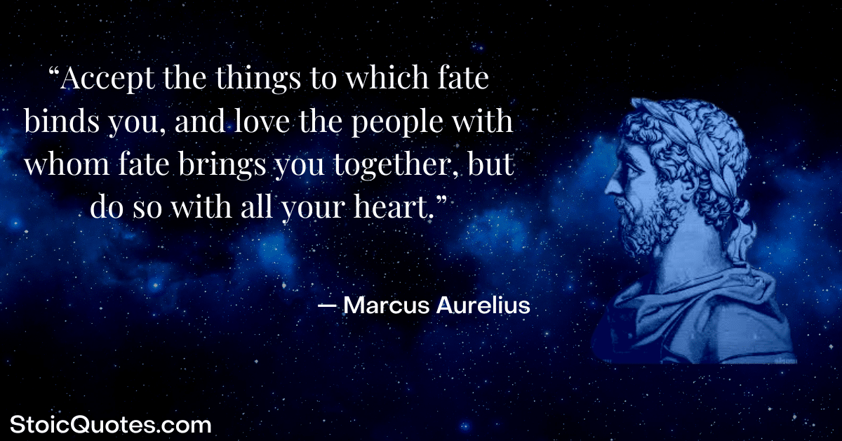 marcus aurelius image and stoic quote about fate