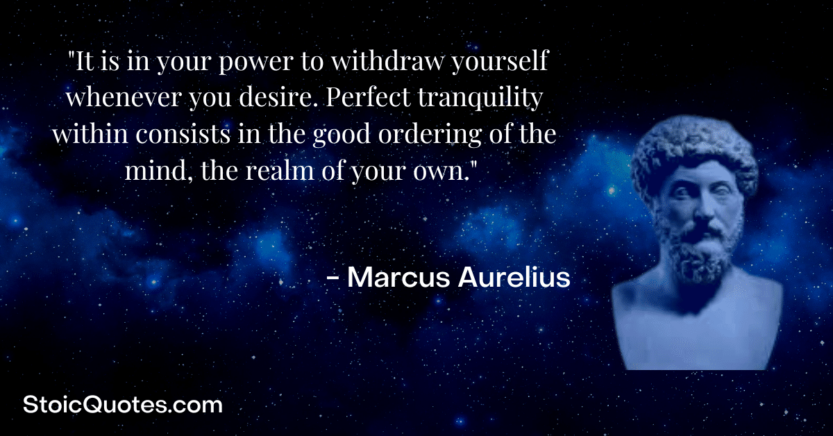 marcus aurelius image and stoic quote about the self
