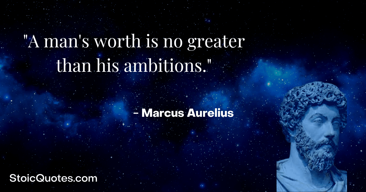 marcus aurelius image and stoic quote about ambition