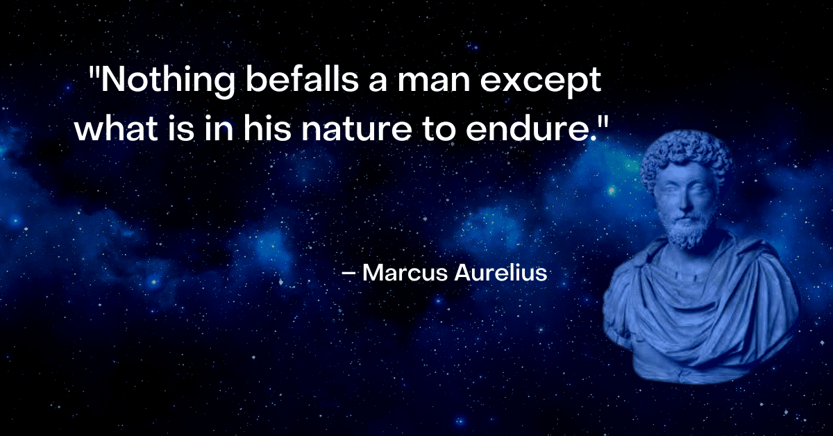 marcus aurelius image and quote about bravery and endurance