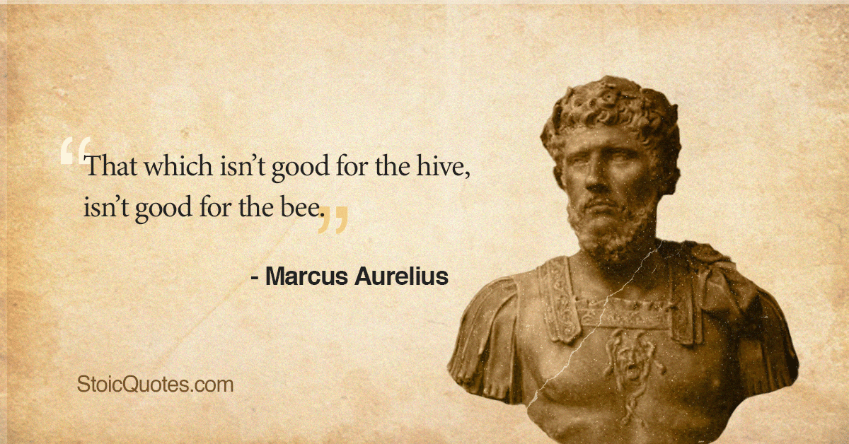 Marcus Aurelius Quote on leadershiup with bust of Marcus Aurelius