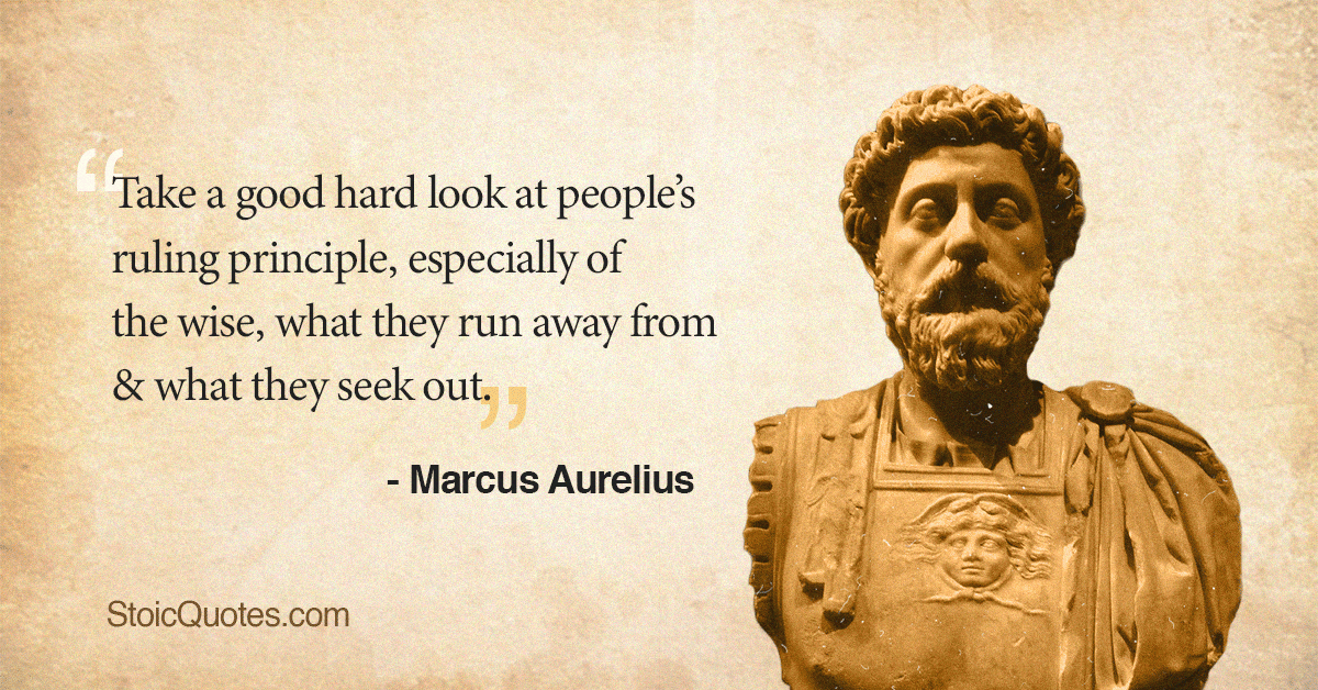 Marcus Aurelius Quote on ruling principle with bust of Marcus Aurelius
