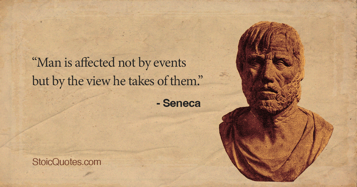 Seneca bust with quote about events