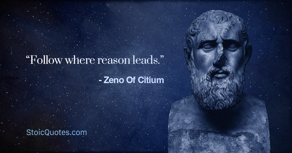 Zeno bust with quote
