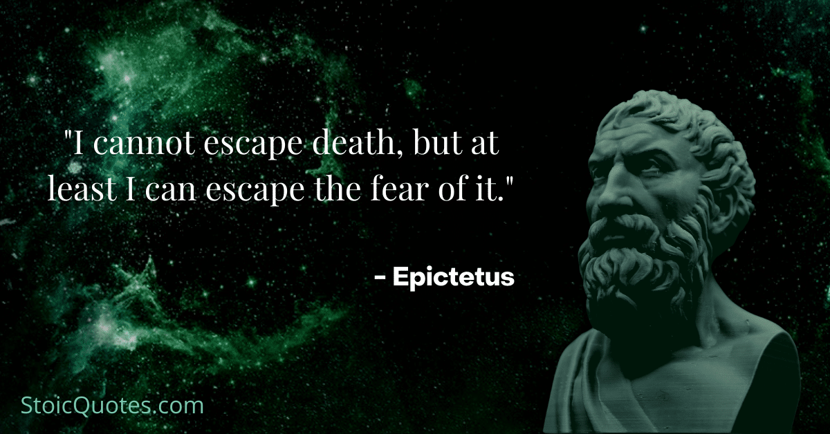 Epictetus bust with quote on death