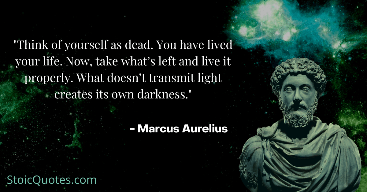 Marcus Aurelius bust with quote on death
