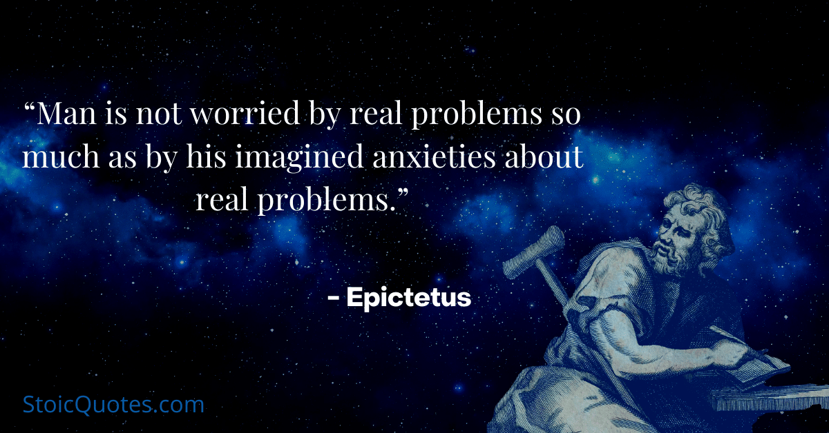 Epictetus illustration with quote about worry