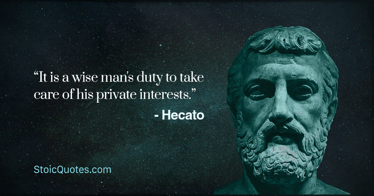 Hecato bust with quote about a wise man's duty