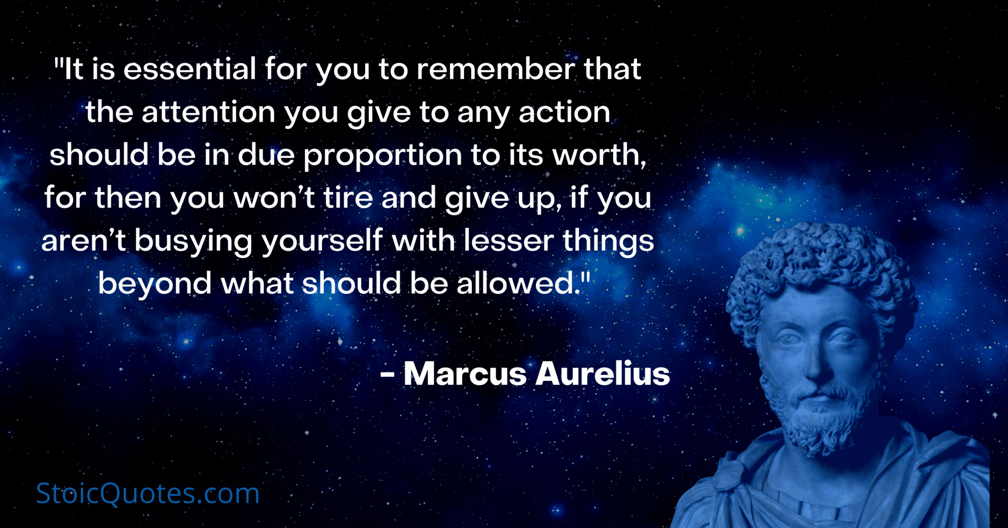 marcus aurelius bust and quote on hard work