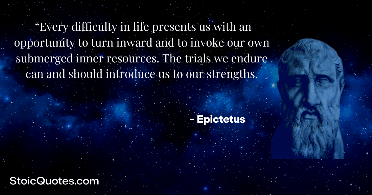 epictetus image with quote about the opportunity in difficulty