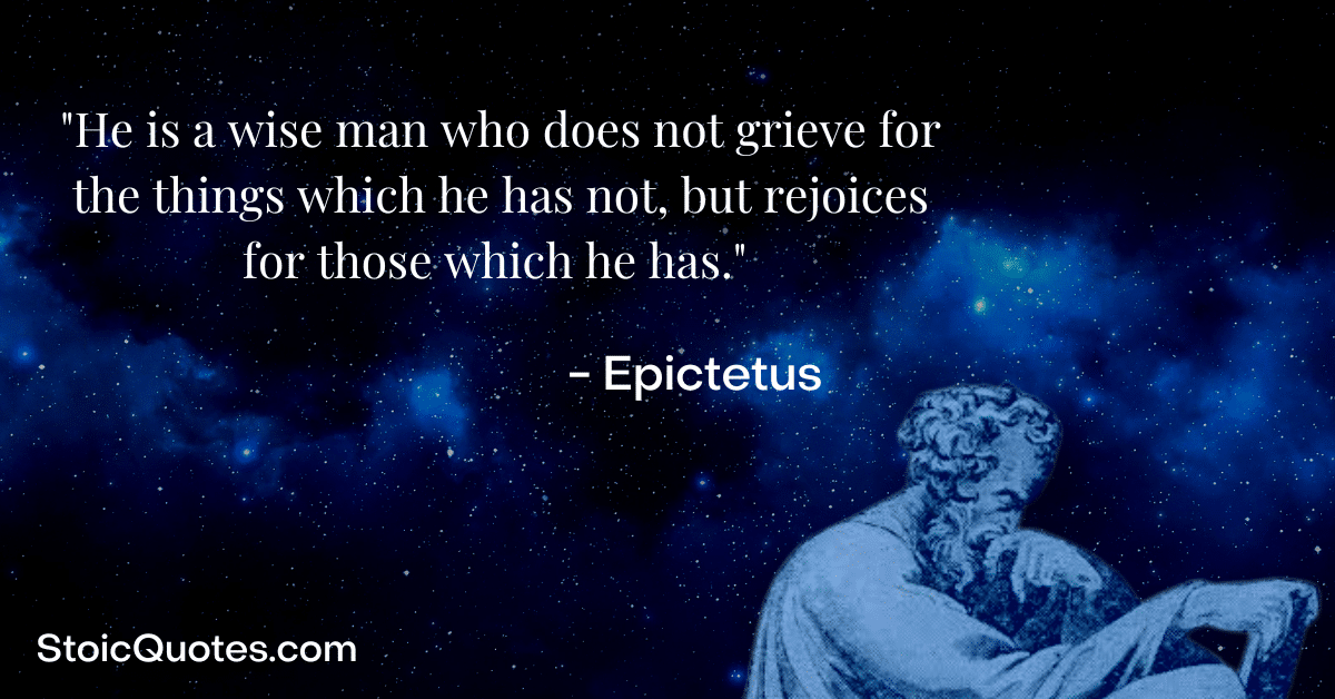 Epictetus image and Stoic quote on gratitude