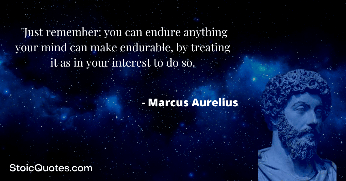 image of marcus aurelius with quote about enduring anything