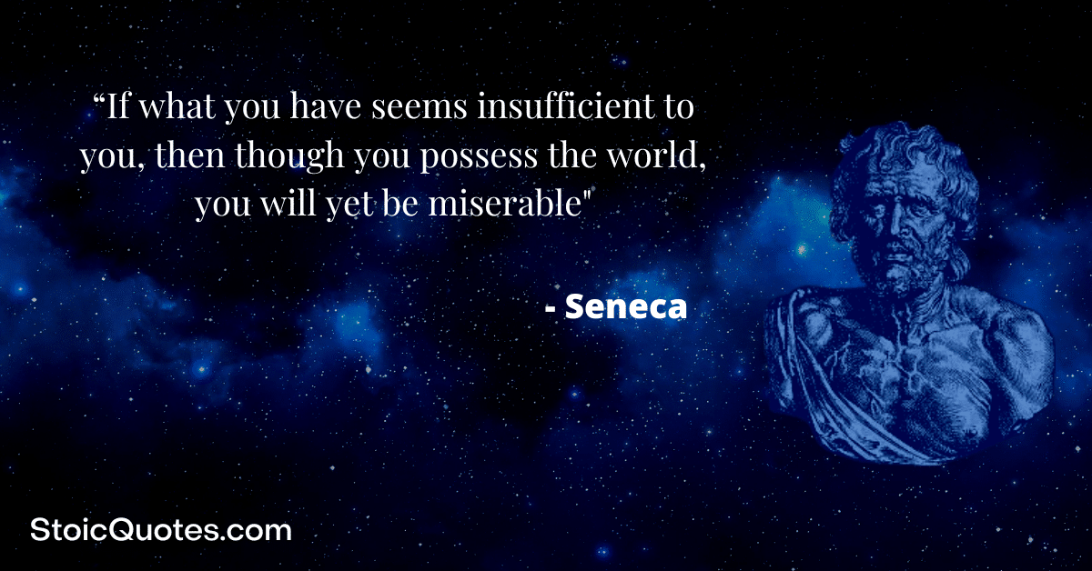 image of seneca with quote about misery