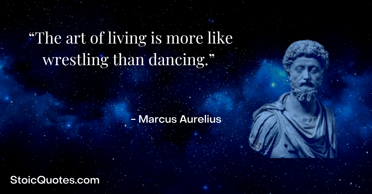 marcus aurelius image and quote about the art of living