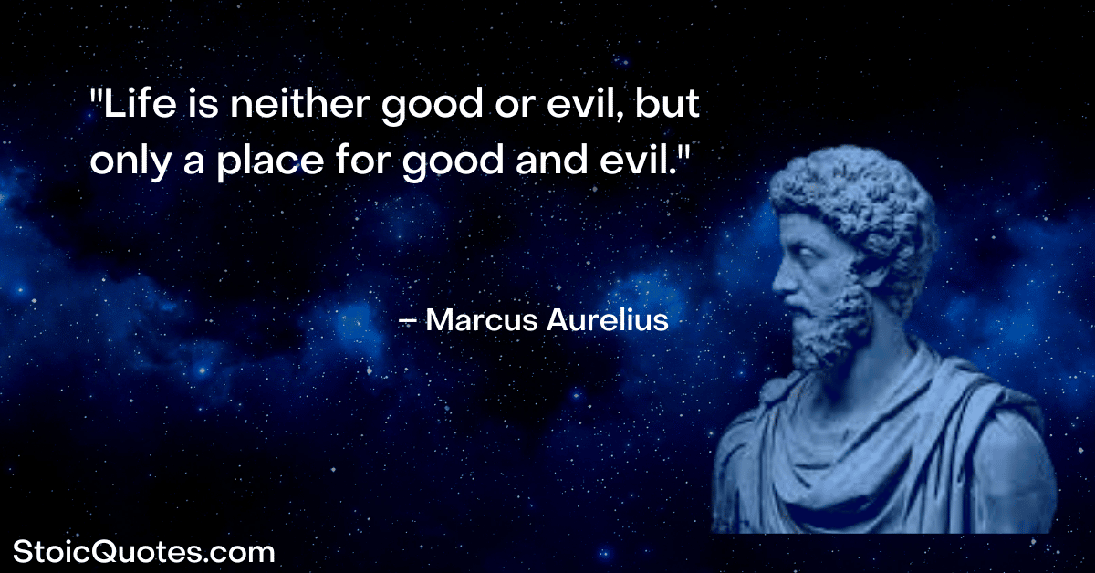 marcus aurelius image and quote about life good and evil