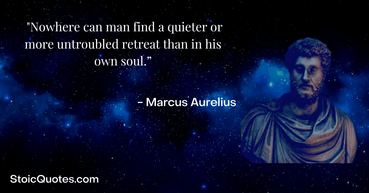 marcus aurelius image and stoic quote about retreating into yourself