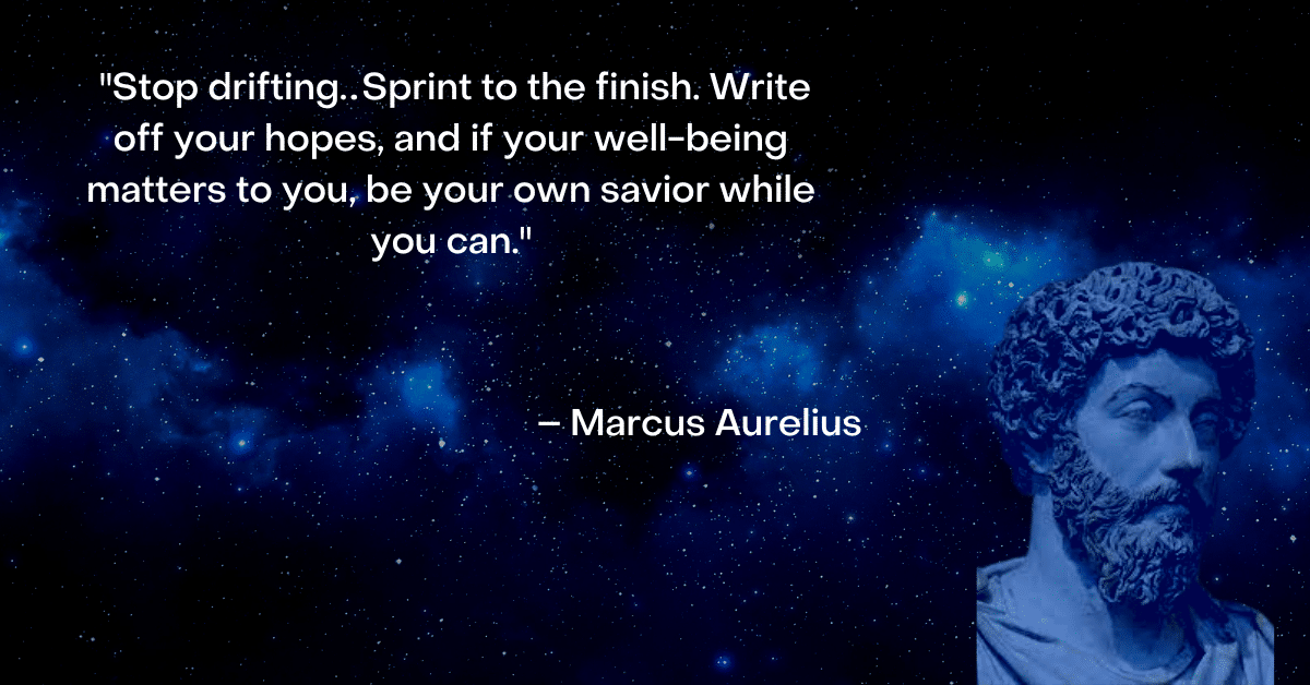 marcus aurelius image and quote about seizing the day