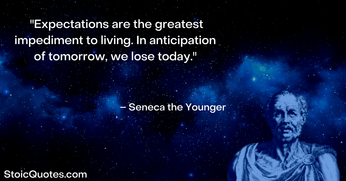 seneca image and quote about being present in the moment