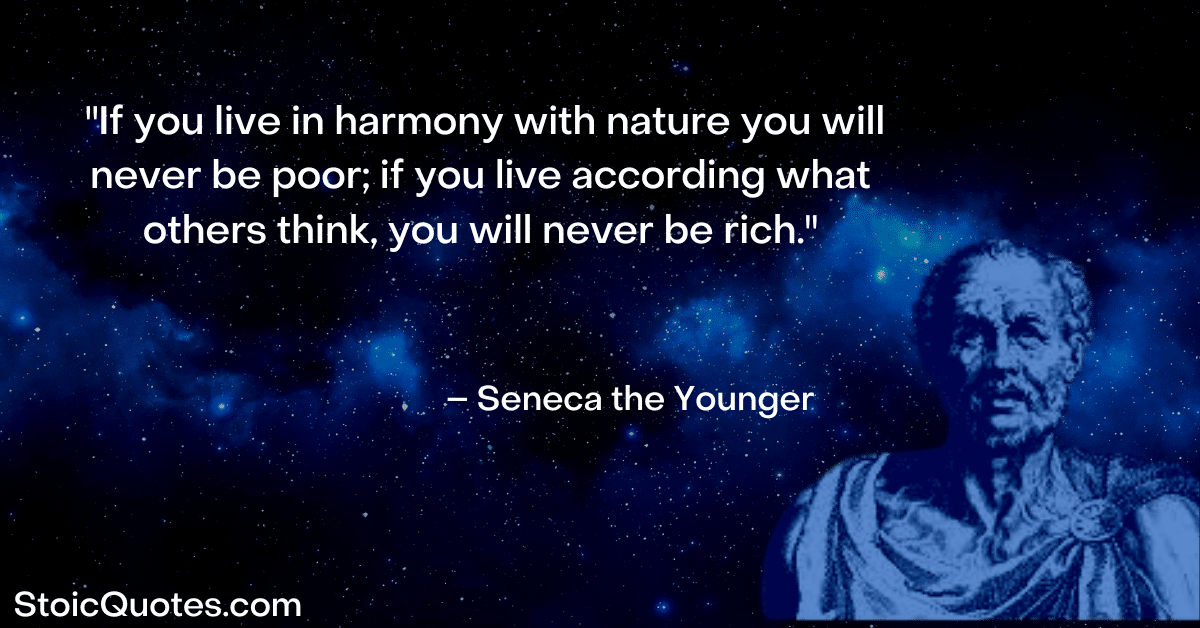 seneca image and quote about being wiser by being in harmony with nature